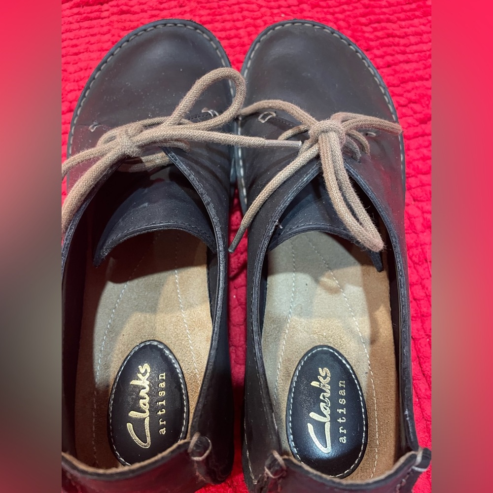 EUC size 9 Clarks Clark’s Artisan Black all leather Shoes - Picture 6 of 8